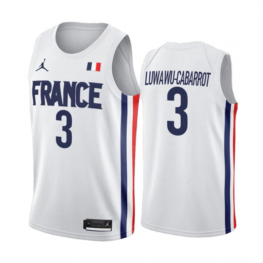 Timothé Luwawu-Cabarrot France #3 White 2021 Tokyo Olymipcs Limited Jersey