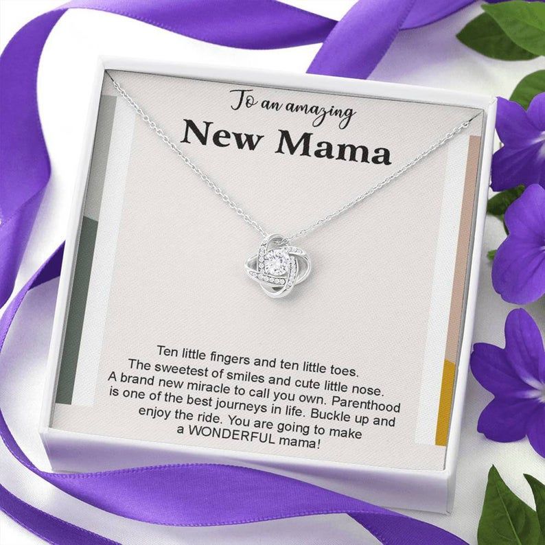 To An Amazing New Mama Necklace New Mom Love Knot Necklace Gift, New mom necklace Gift First Mother’s day gift, Pregnancy Jewelry Necklace