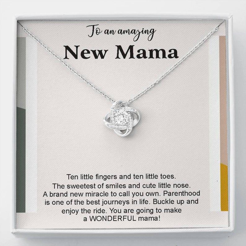 To An Amazing New Mama Necklace New Mom Love Knot Necklace Gift, New mom necklace Gift First Mother’s day gift, Pregnancy Jewelry Necklace