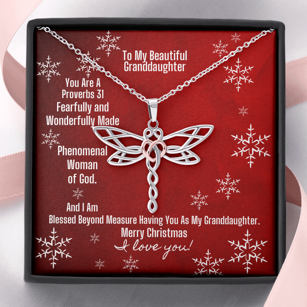To Granddaughter – Dragonfly Necklace And Phenomenal Woman