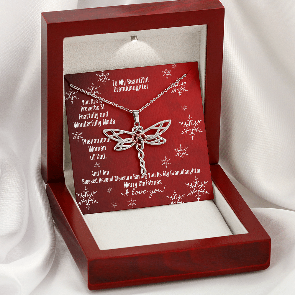 To Granddaughter – Dragonfly Necklace And Phenomenal Woman