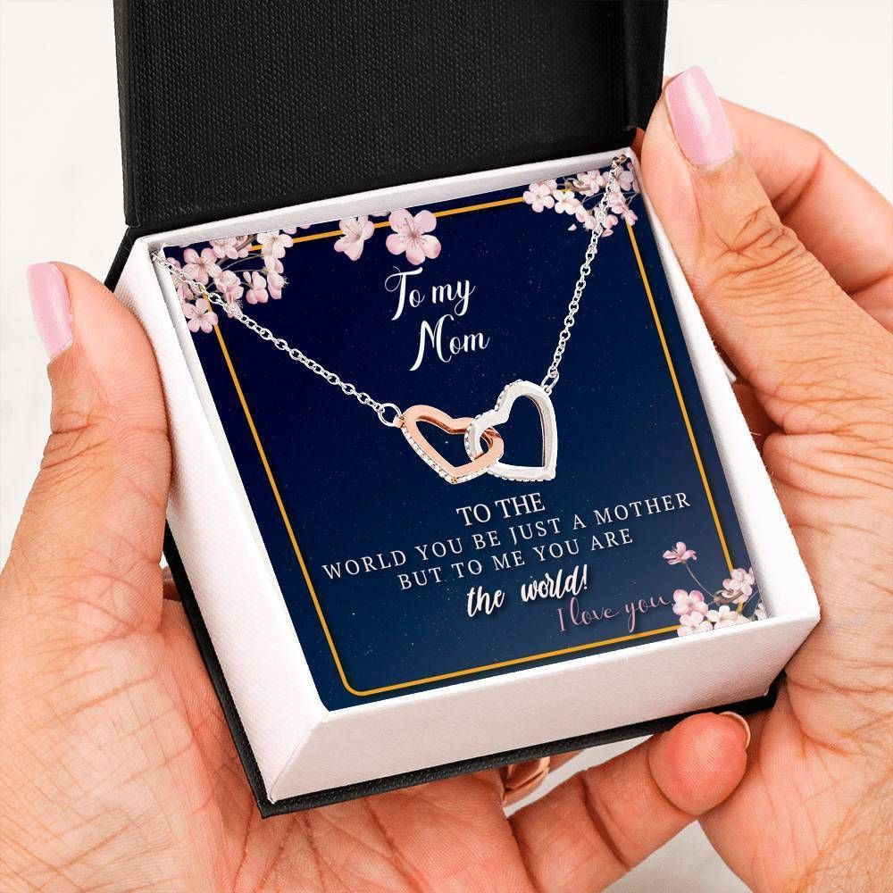 To Me You Are The World Gift For Mom Interlocking Hearts Necklace