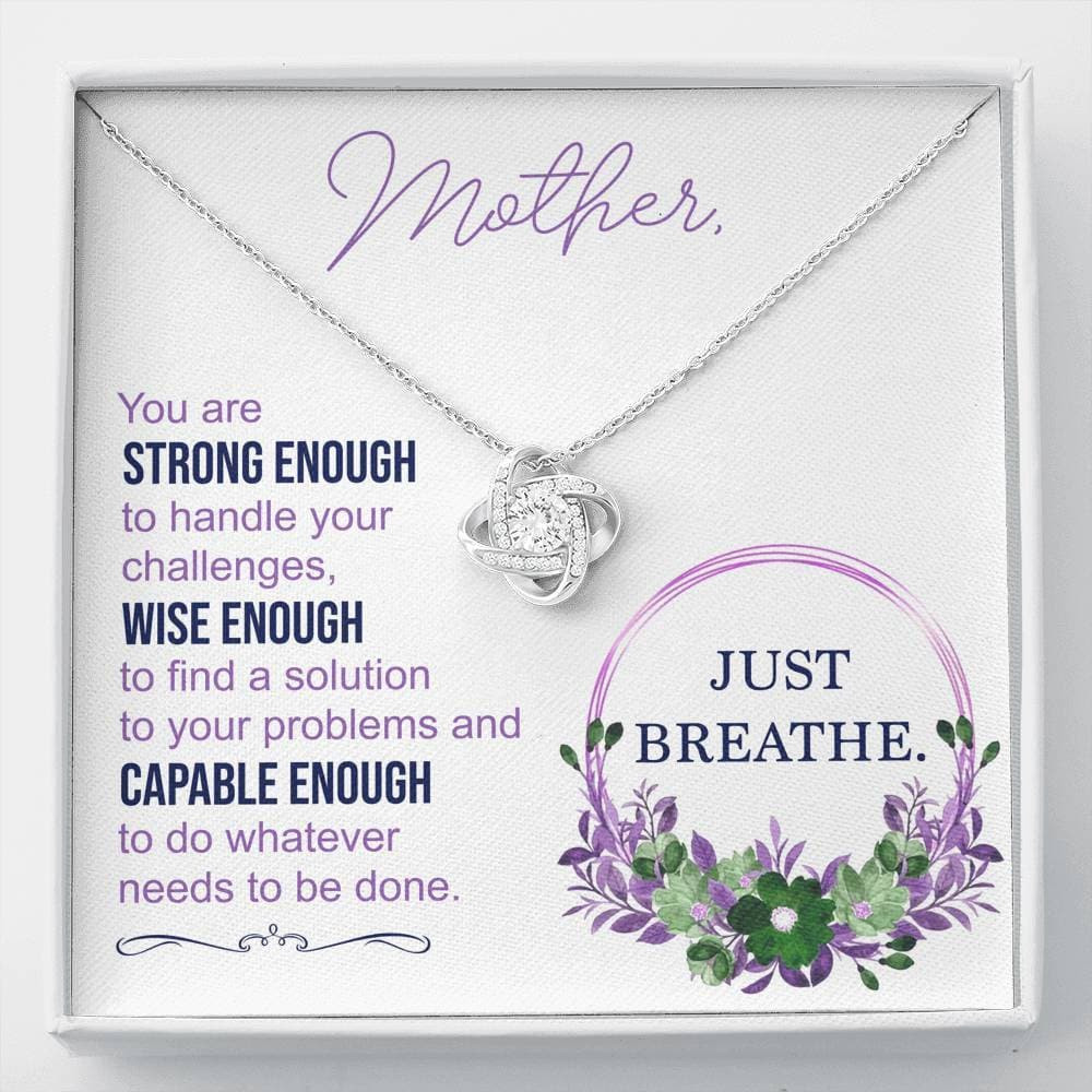 To Mom Just Breathe Love Knot Necklace