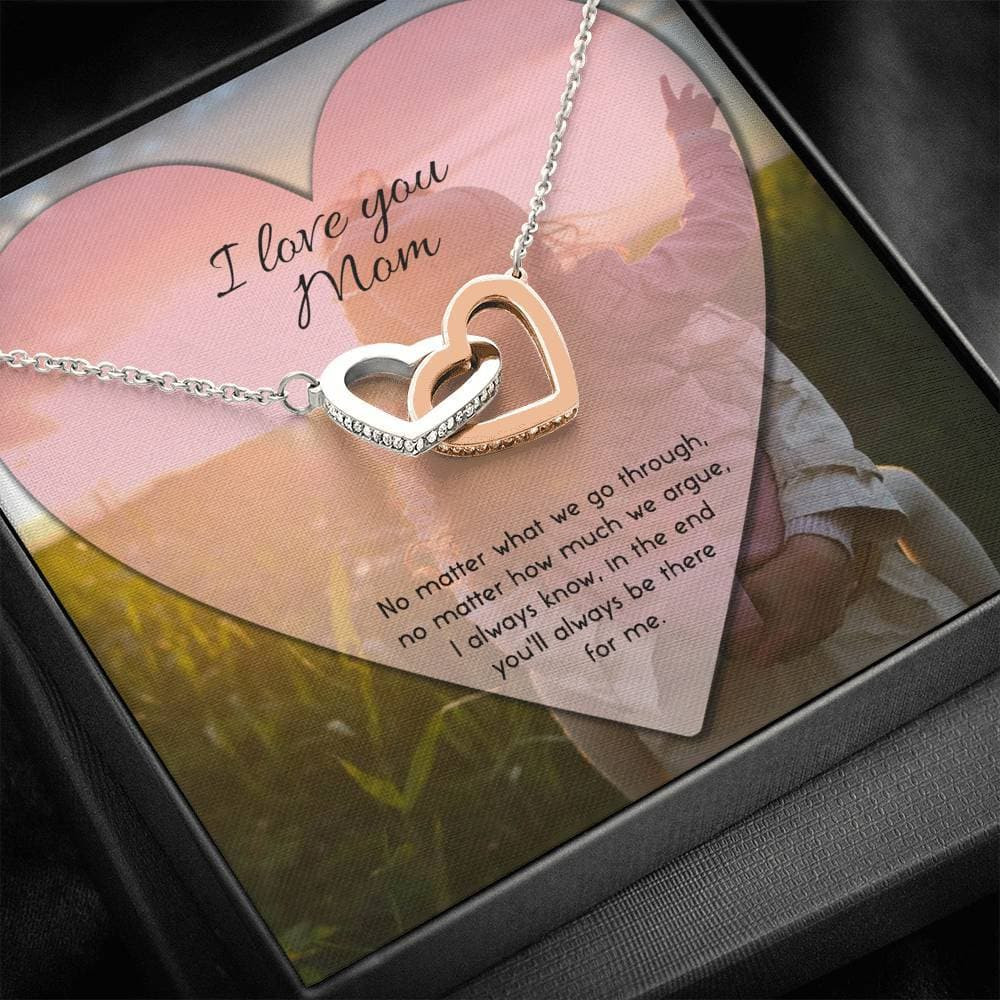 To Mom No Matter What Interlocking Hearts Necklace