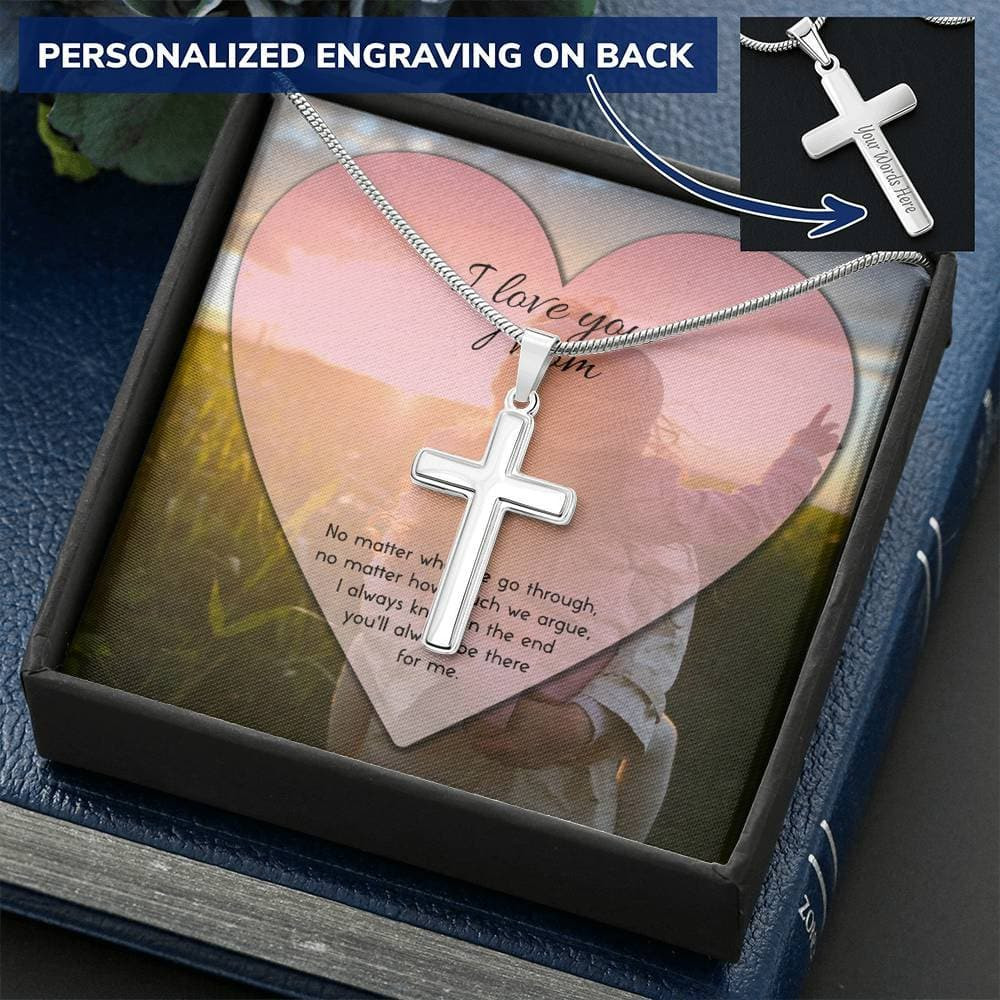 To Mom No Matter What Personalized Cross Necklace