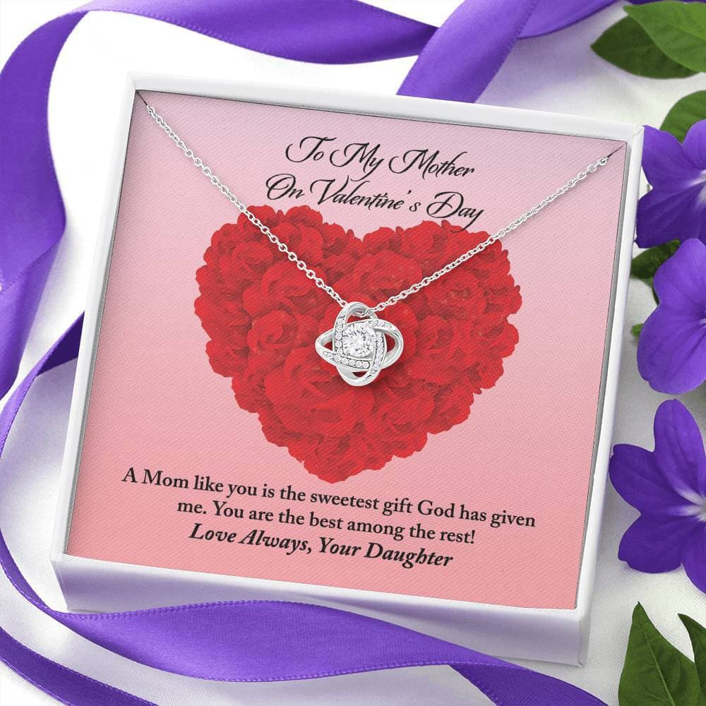 To Mother from Daughter Valentine’s Day Love Knot Necklace