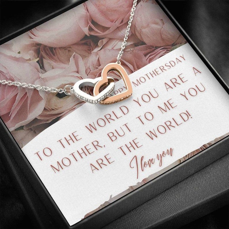 To My 14k Mom Heart Necklace  Mothers Day Gift, Necklace for Mothers Day, Gift for Mothers Day from Son, Daughter, Interlocking Hearts