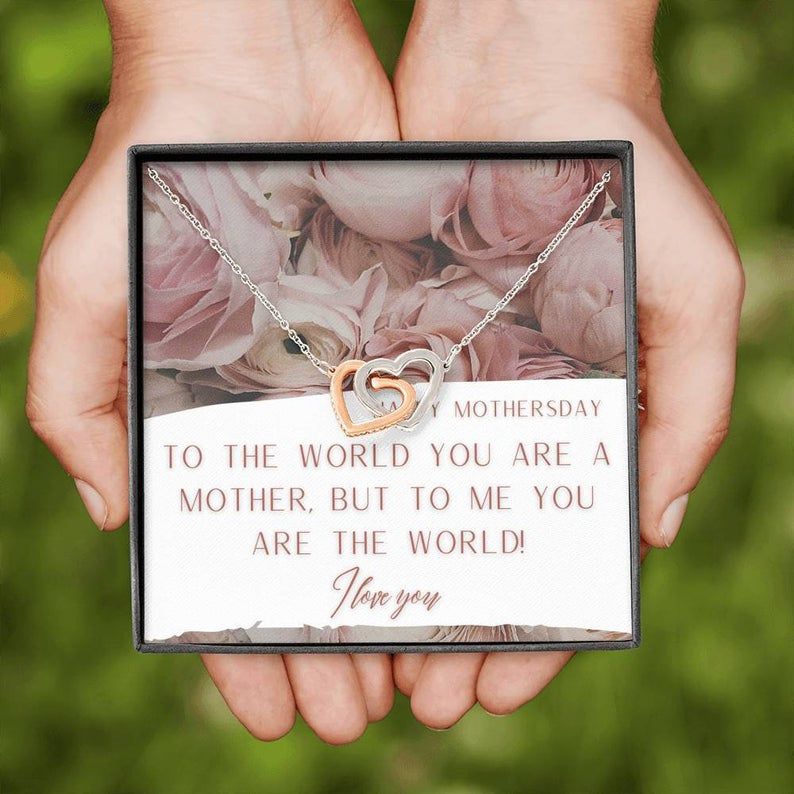 To My 14k Mom Heart Necklace  Mothers Day Gift, Necklace for Mothers Day, Gift for Mothers Day from Son, Daughter, Interlocking Hearts