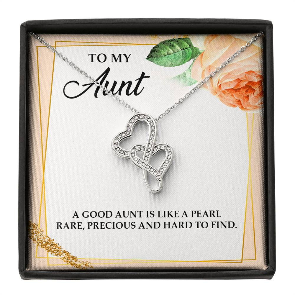 To My Aunt Gifts, A Good Aunt is Like a Pearl, Double Heart Necklace For Women, Aunt Birthday Present From Niece Nephew