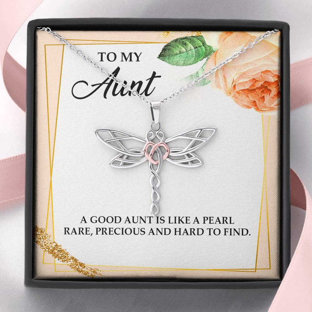 To My Aunt Gifts, A Good Aunt is Like a Pearl, Dragonfly Necklace For Women, Aunt Birthday Present From Niece Nephew