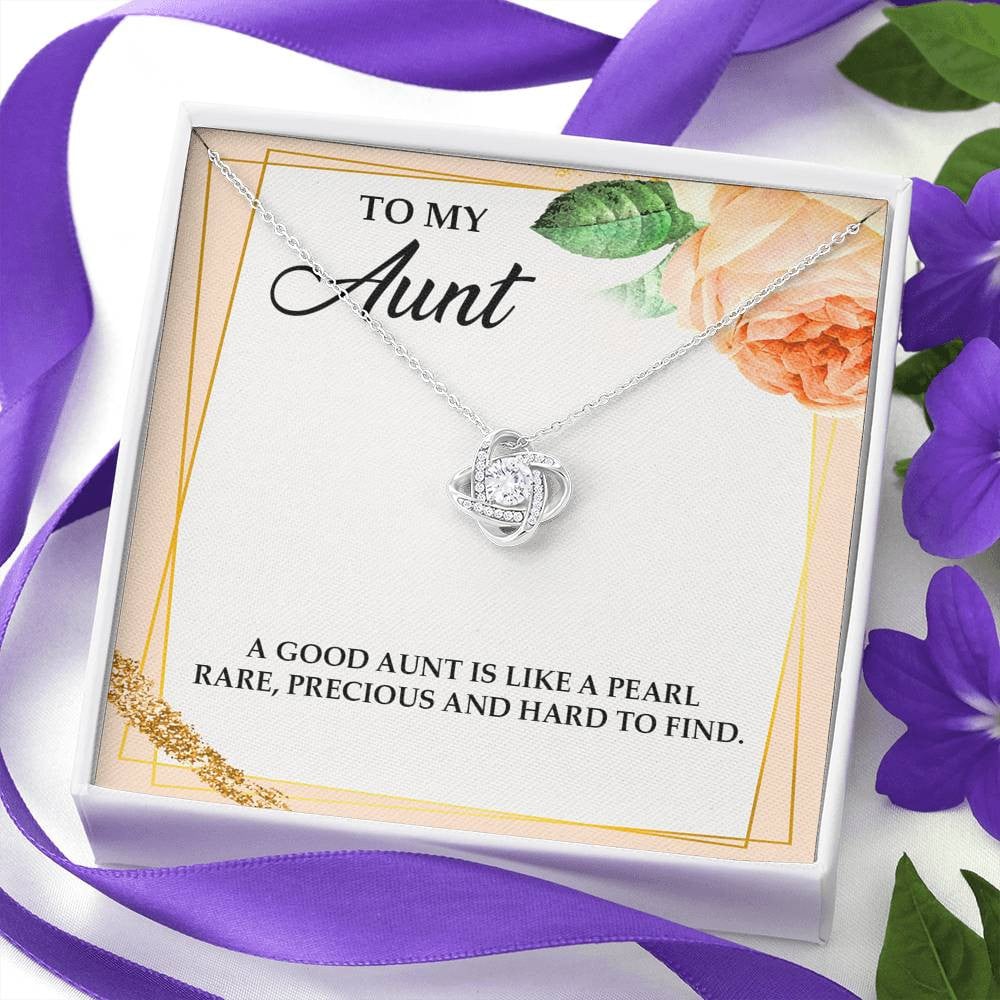 To My Aunt Gifts, A Good Aunt is Like a Pearl, Love Knot Necklace For Women, Aunt Birthday Present From Niece Nephew