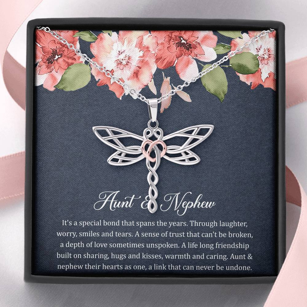 To My Aunt Gifts, Aunt and Nephew Bond, Dragonfly Necklace For Women, Aunt Birthday Present From Nephew