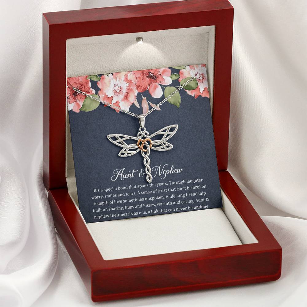 To My Aunt Gifts, Aunt and Nephew Bond, Dragonfly Necklace For Women, Aunt Birthday Present From Nephew