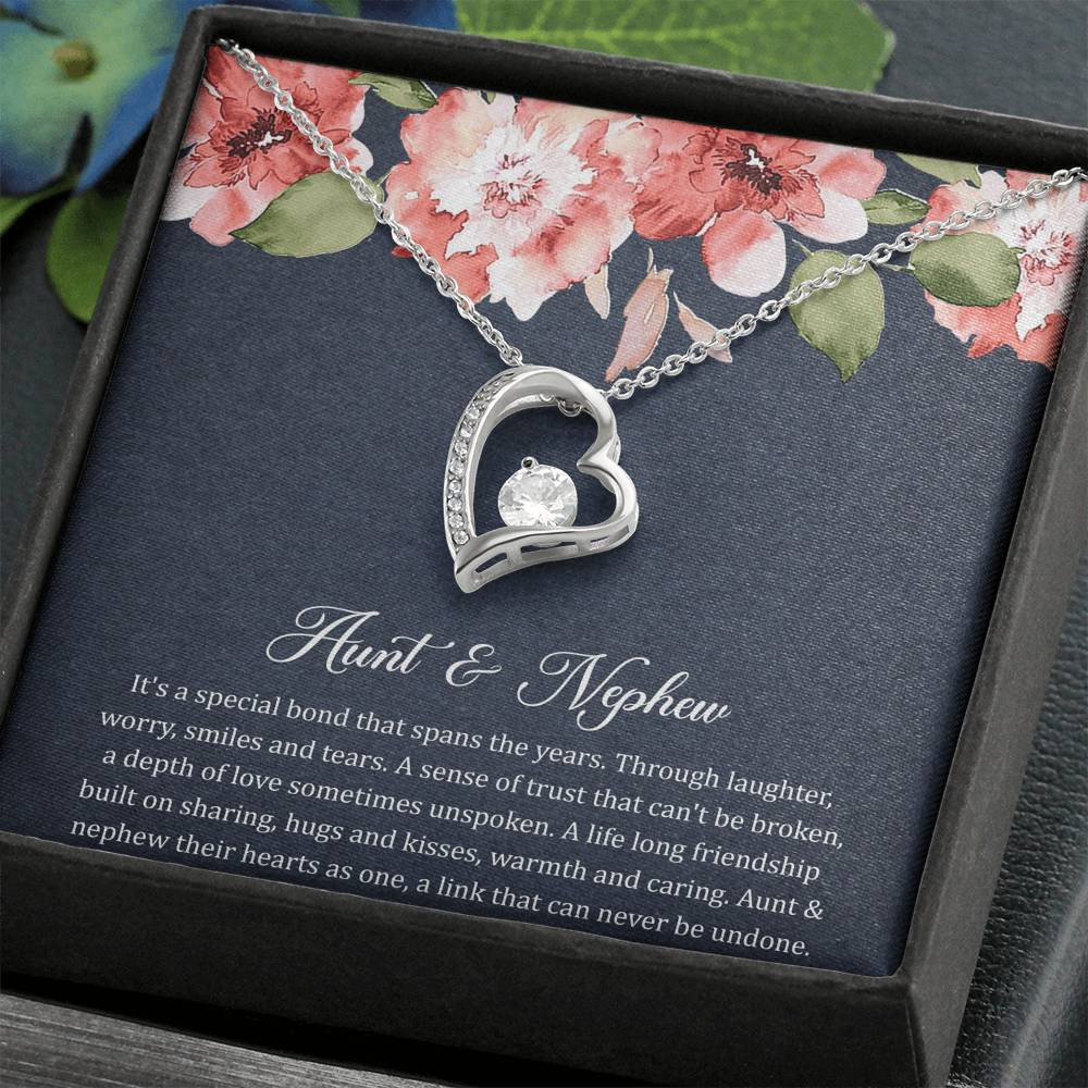 To My Aunt Gifts, Aunt and Nephew Bond, Forever Love Heart Necklace For Women, Aunt Birthday Present From Nephew