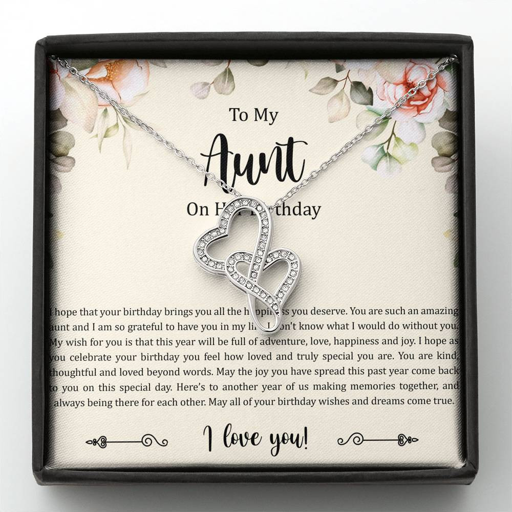 To My Aunt Gifts, Aunt on Her Birthday, Double Heart Necklace For Women, Aunt Birthday Present From Niece Nephew