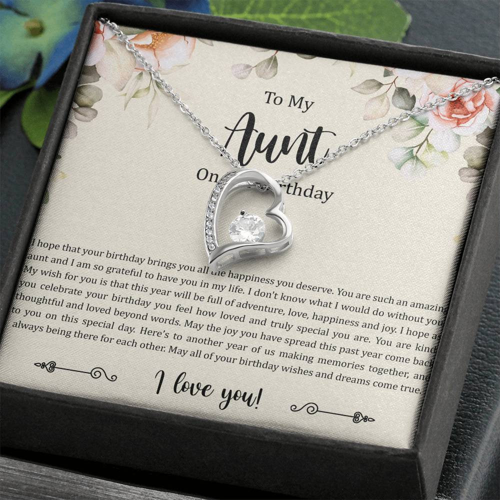 To My Aunt Gifts, Aunt on Her Birthday, Forever Love Heart Necklace For Women, Aunt Birthday Present From Niece Nephew