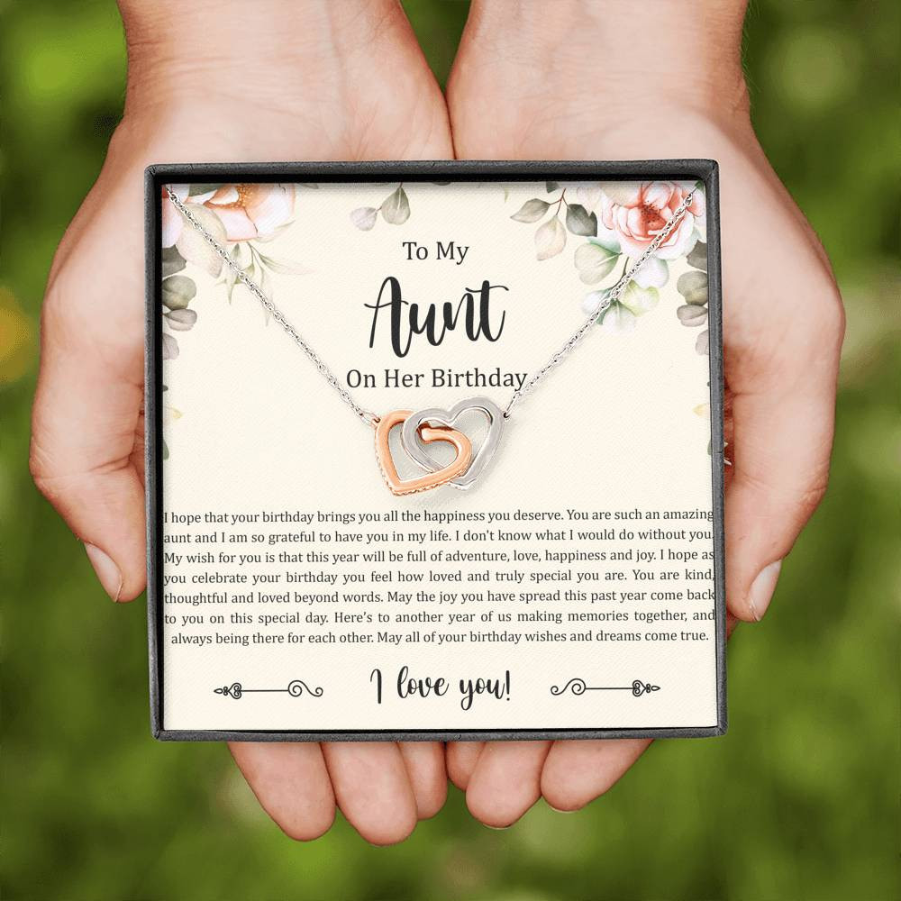 To My Aunt Gifts, Aunt on Her Birthday, Interlocking Heart Necklace For Women, Aunt Birthday Present From Niece Nephew