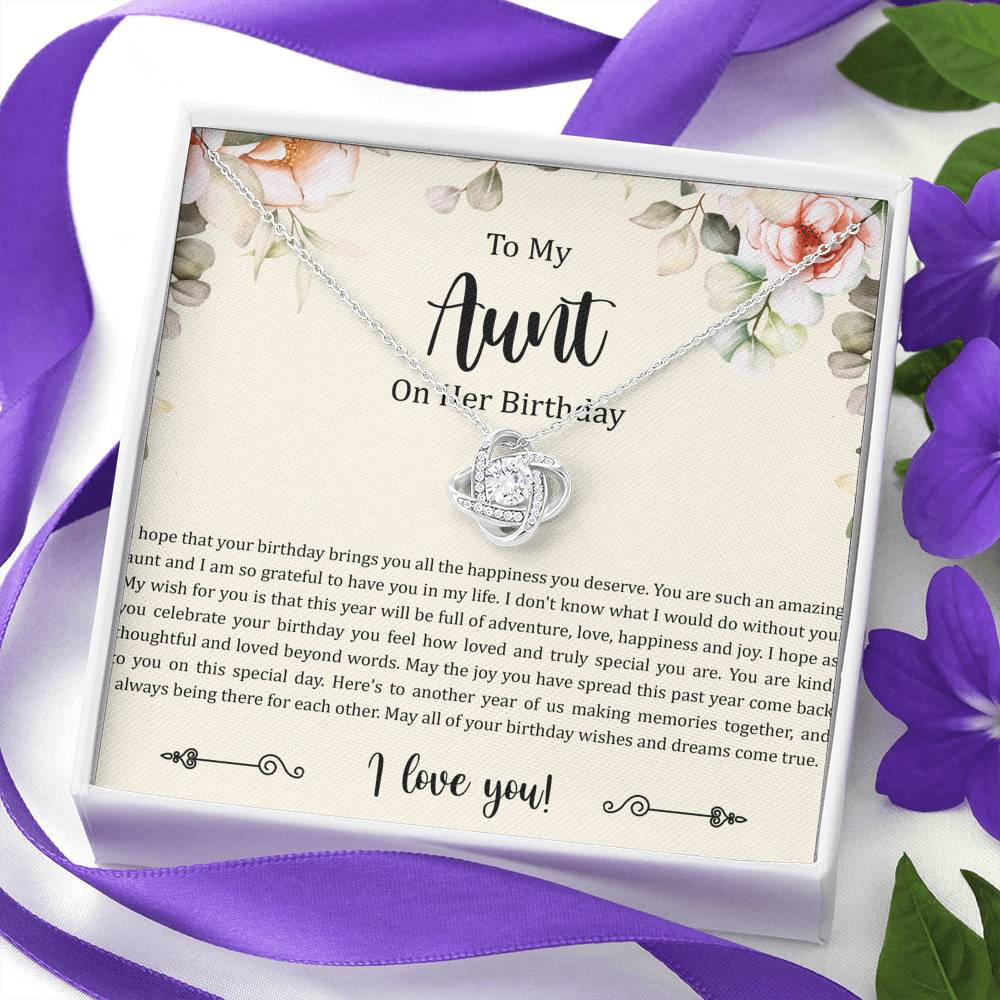 To My Aunt Gifts, Aunt on Her Birthday, Love Knot Necklace For Women, Aunt Birthday Present From Niece Nephew