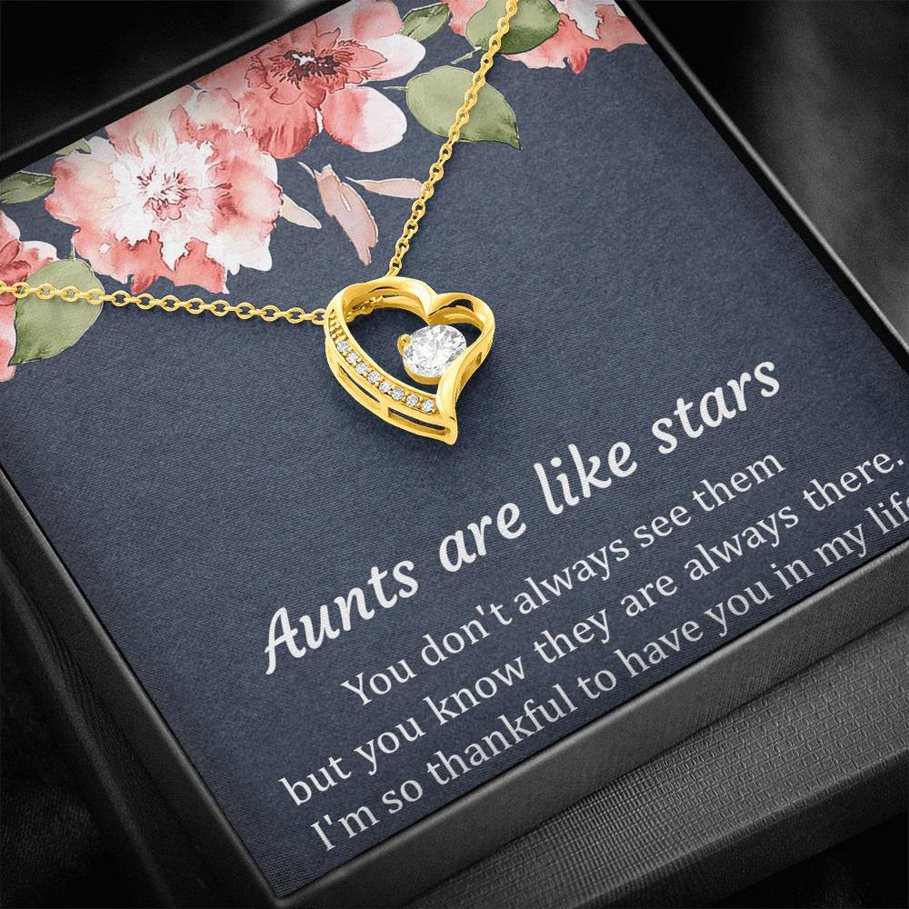 To My Aunt Gifts, Aunts Are Like Stars, Forever Love Heart Necklace For Women, Aunt Birthday Present From Niece Nephew