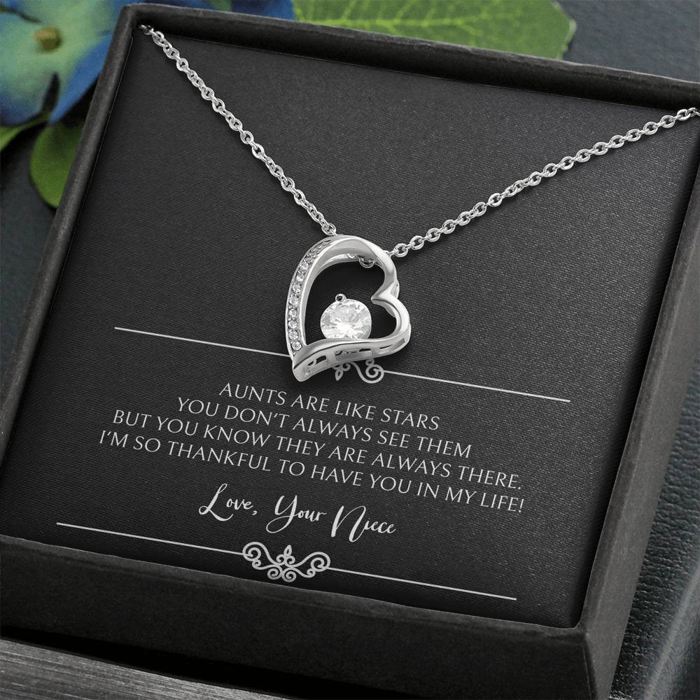 To My Aunt Gifts, Aunts Are Like Stars, Forever Love Heart Necklace For Women, Birthday Present Idea From Niece