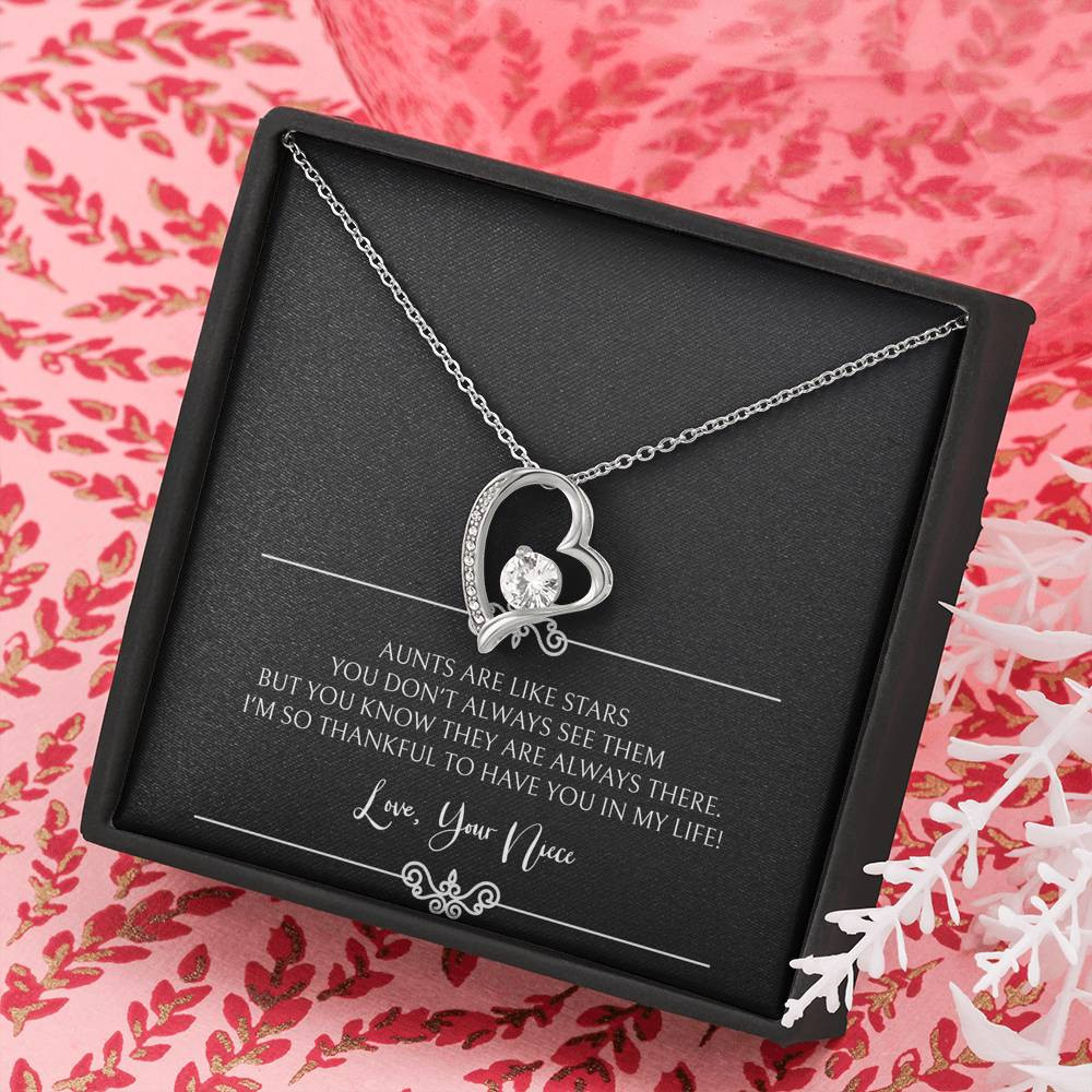 To My Aunt Gifts, Aunts Are Like Stars, Forever Love Heart Necklace For Women, Birthday Present Idea From Niece