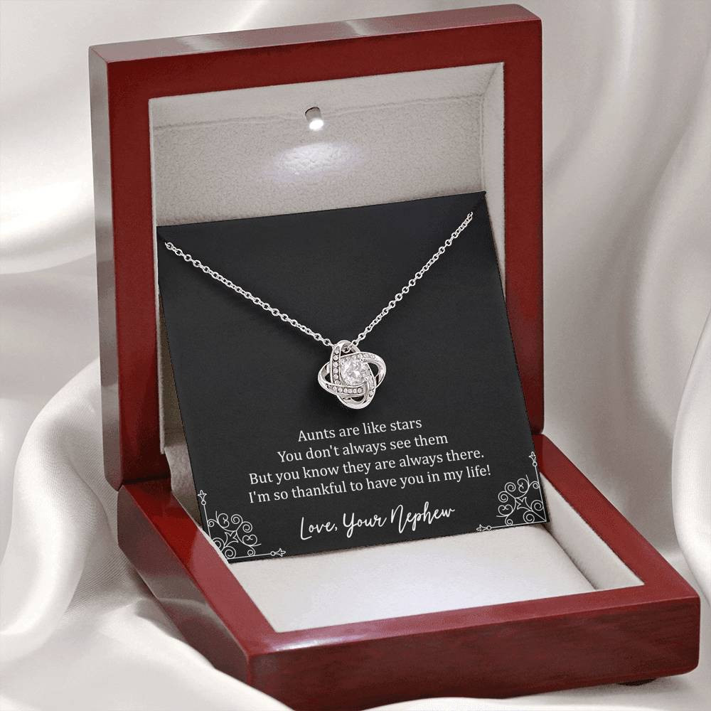 To My Aunt Gifts, Aunts Are Like Stars, Love Knot Necklace For Women, Birthday Present Idea From Nephew