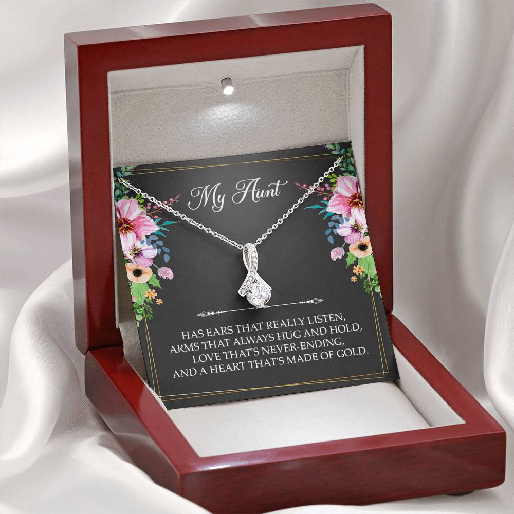 To My Aunt Gifts, Has Ears That Really Listen, Alluring Beauty Necklace For Women, Aunt Birthday Present From Niece Nephew