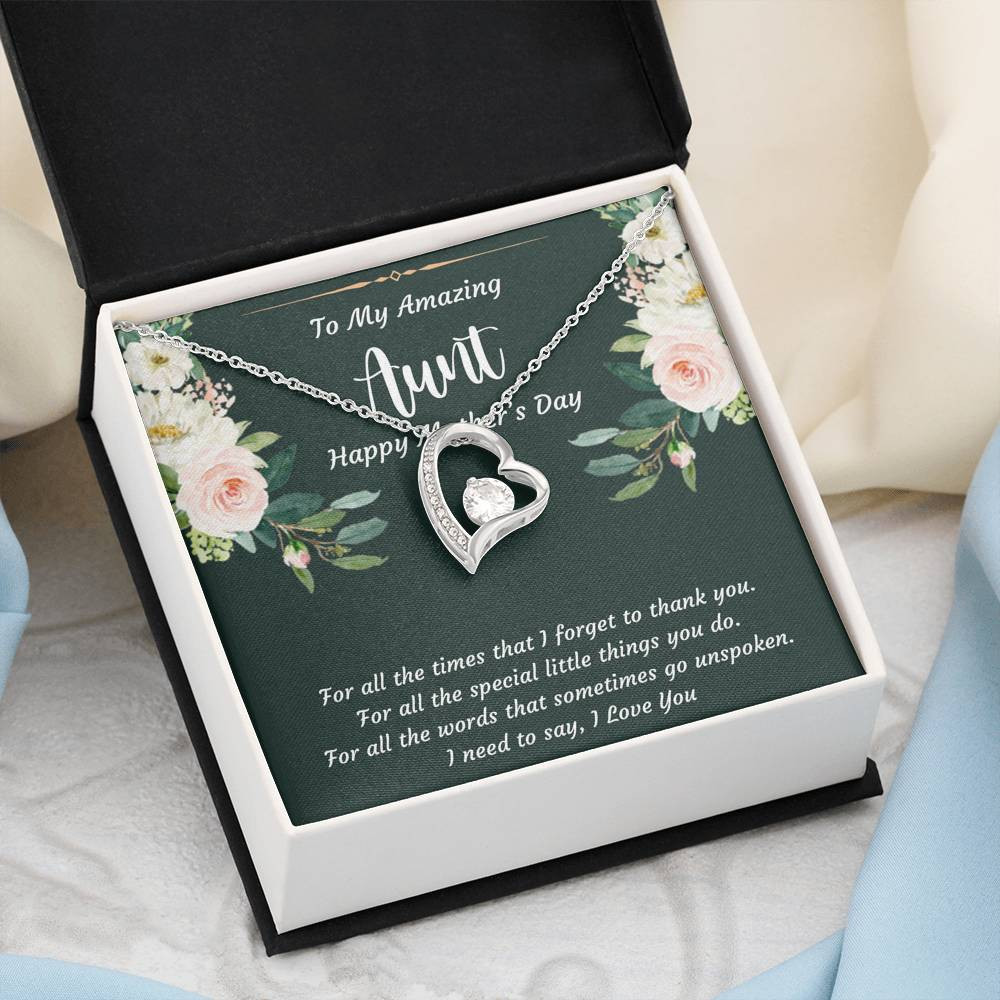 To My Aunt Gifts, I Love You, Forever Love Heart Necklace For Women, Aunt Mother’s Day Present From Niece Nephew