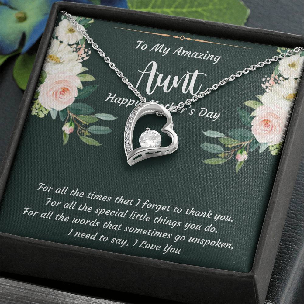 To My Aunt Gifts, I Love You, Forever Love Heart Necklace For Women, Aunt Mother’s Day Present From Niece Nephew