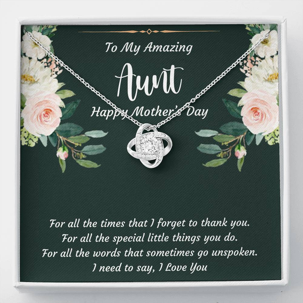 To My Aunt Gifts, I Love You, Love Knot Necklace For Women, Aunt Mother’s Day Present From Niece Nephew
