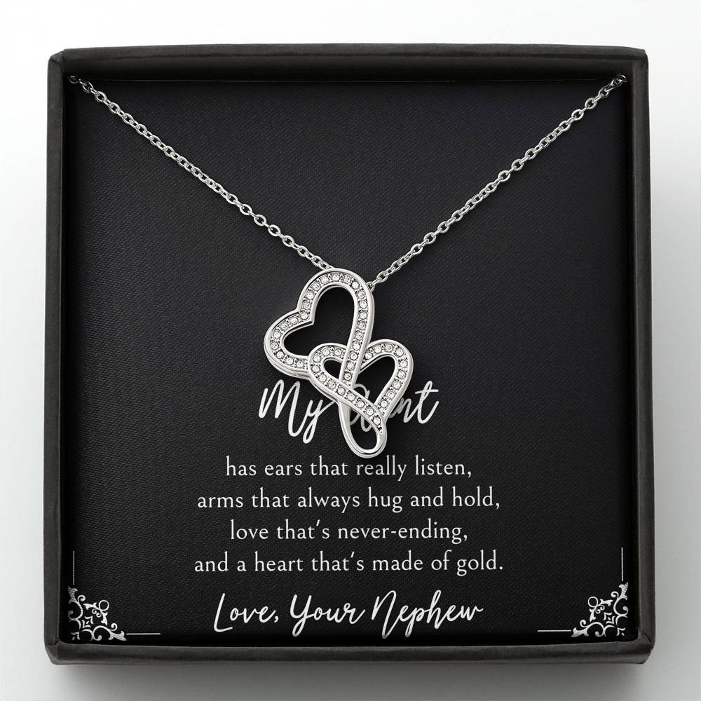 To My Aunt Gifts, Love That’s Never Ending, Double Heart Necklace For Women, Birthday Present Idea From Nephew
