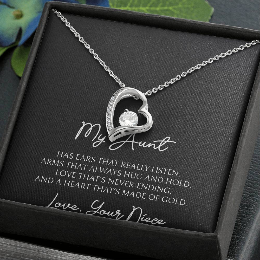 To My Aunt Gifts, Love That’s Never Ending, Forever Love Heart Necklace For Women, Birthday Present Idea From Niece