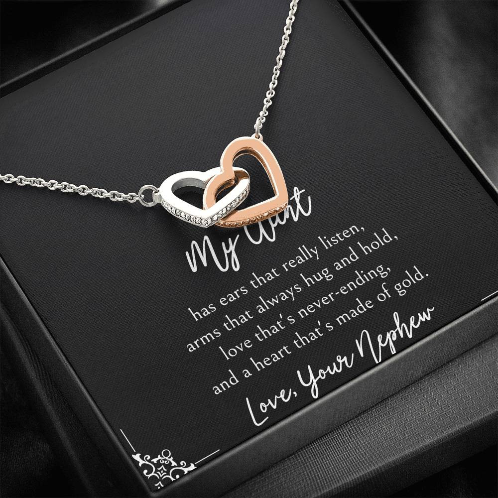 To My Aunt Gifts, Love That’s Never Ending, Interlocking Heart Necklace For Women, Birthday Present Idea From Nephew