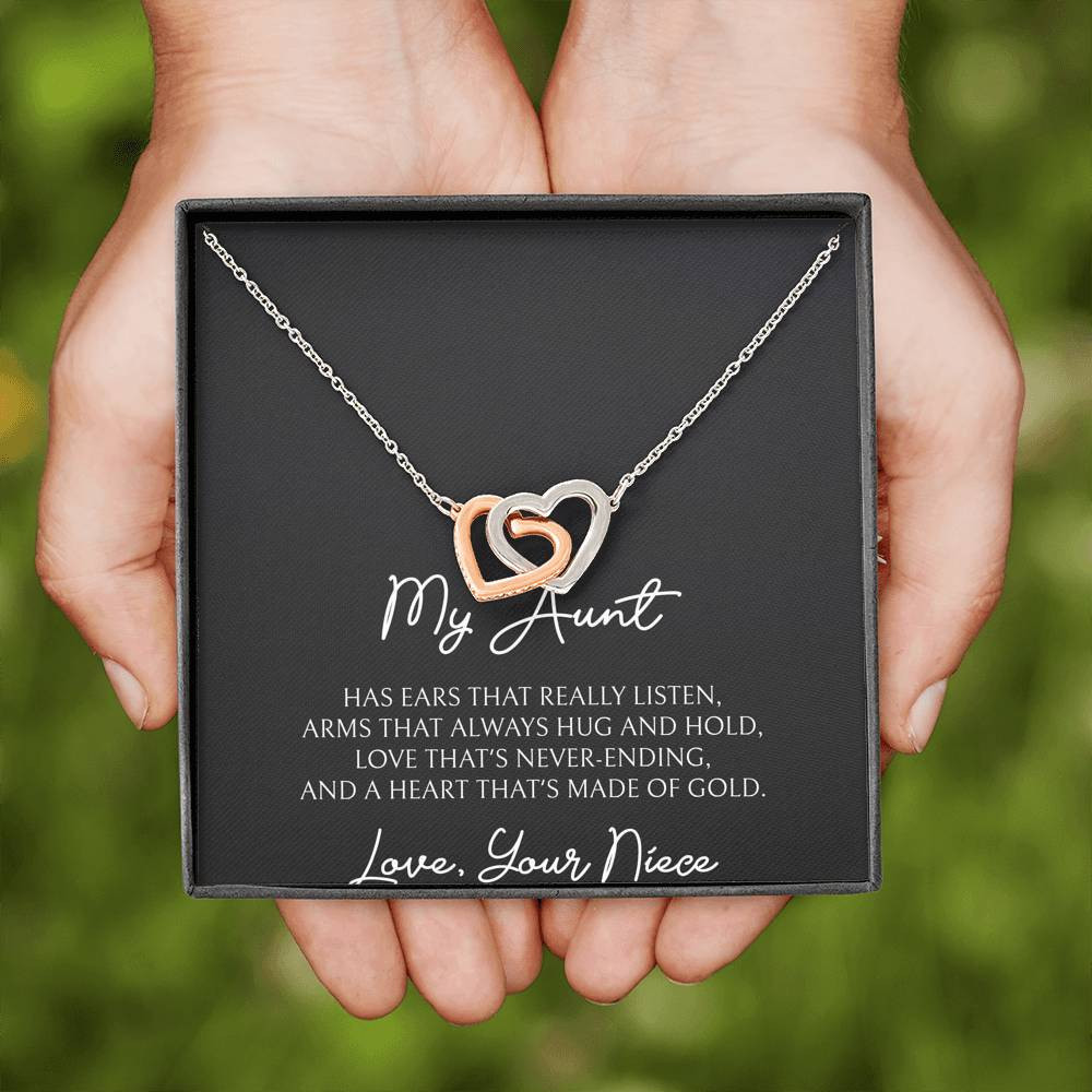 To My Aunt Gifts, Love That’s Never Ending, Interlocking Heart Necklace For Women, Birthday Present Idea From Niece
