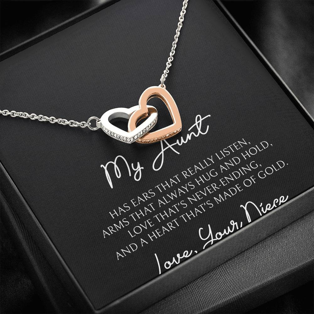 To My Aunt Gifts, Love That’s Never Ending, Interlocking Heart Necklace For Women, Birthday Present Idea From Niece