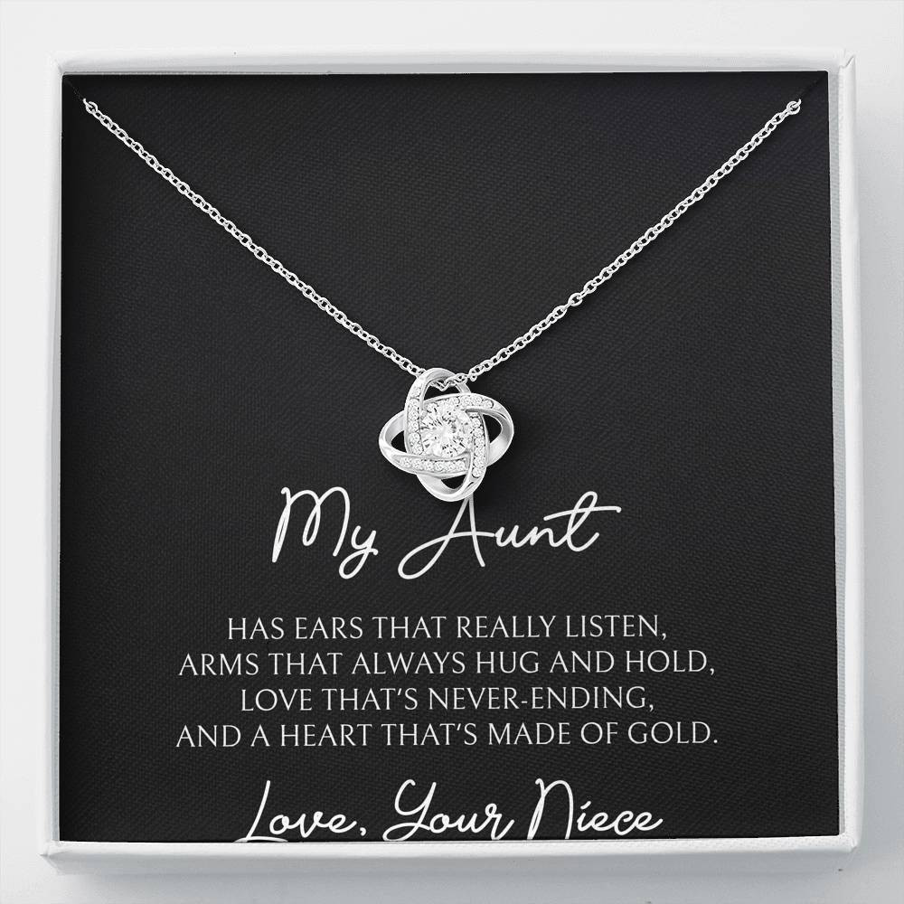 To My Aunt Gifts, Love That’s Never Ending, Love Knot Necklace For Women, Birthday Present Idea From Niece