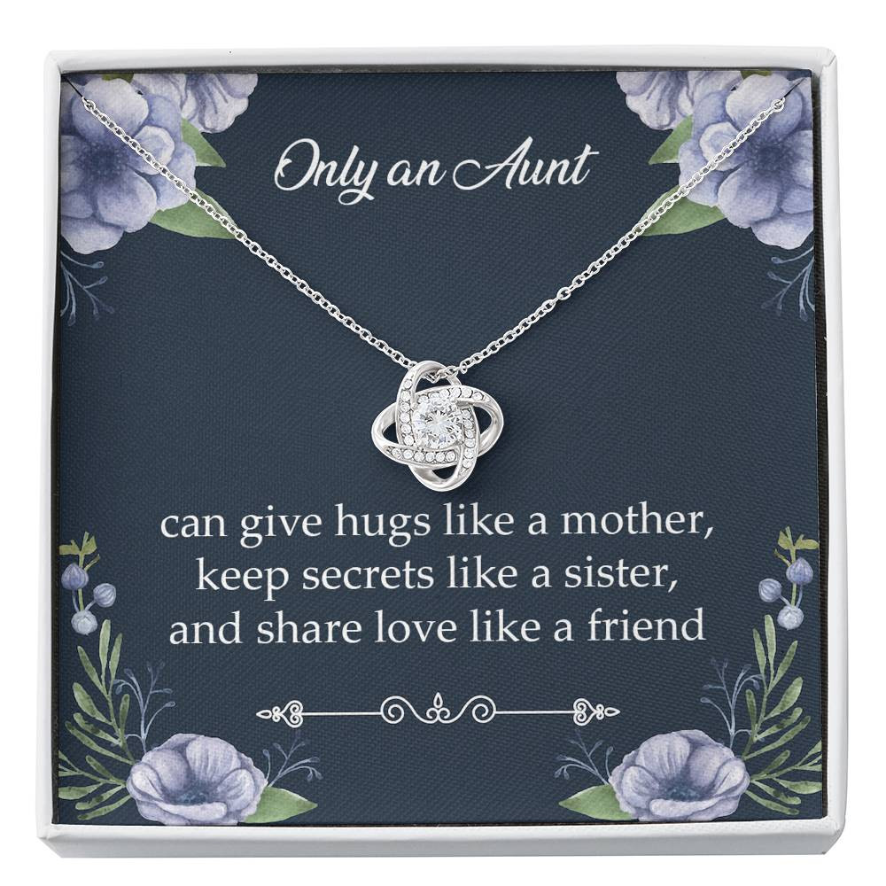 To My Aunt Gifts, Only An Aunt Can Give Hugs Like A Mother, Love Knot Necklace For Women, Aunt Birthday Present From Niece Nephew