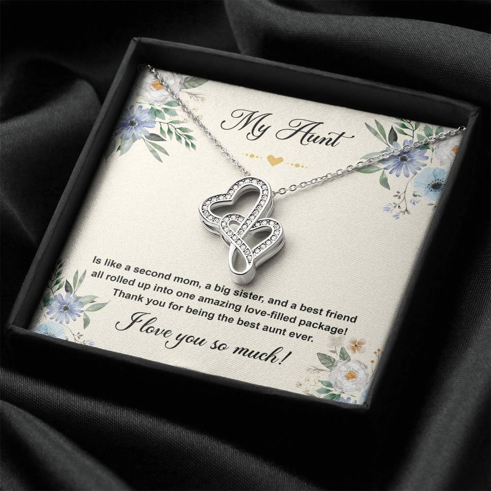 To My Aunt Gifts, Second Mom, Double Heart Necklace For Women, Aunt Birthday Present From Niece Nephew