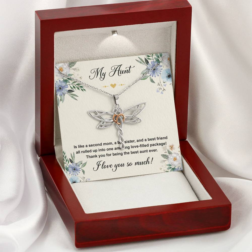 To My Aunt Gifts, Second Mom, Dragonfly Necklace For Women, Aunt Birthday Present From Niece Nephew