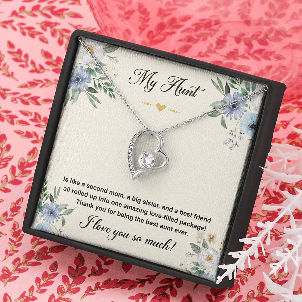 To My Aunt Gifts, Second Mom, Forever Love Heart Necklace For Women, Aunt Birthday Present From Niece Nephew
