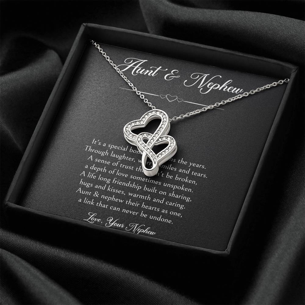To My Aunt Gifts, Special Bond, Double Heart Necklace For Women, Birthday Present Idea From Nephew