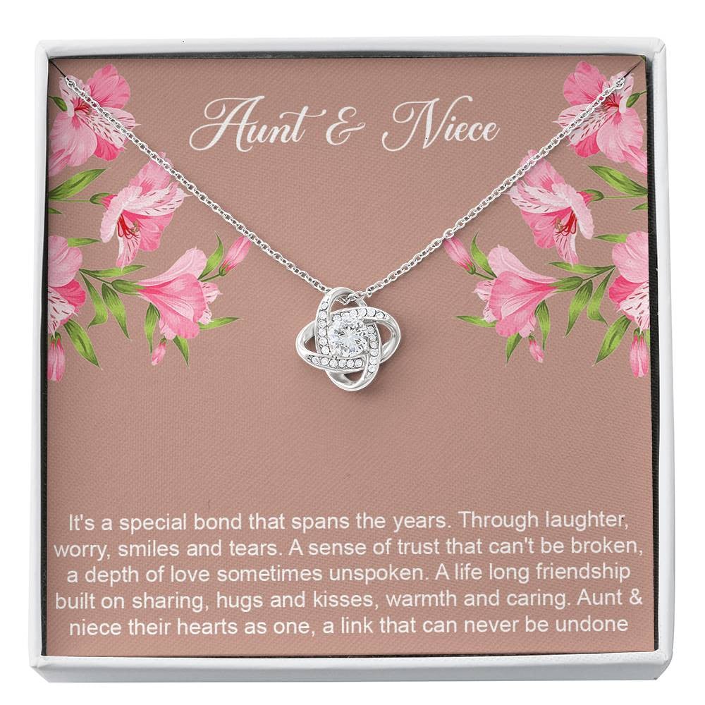 To My Aunt Gifts, Special Bond, Love Knot Necklace For Women, Aunt Birthday Present From Niece