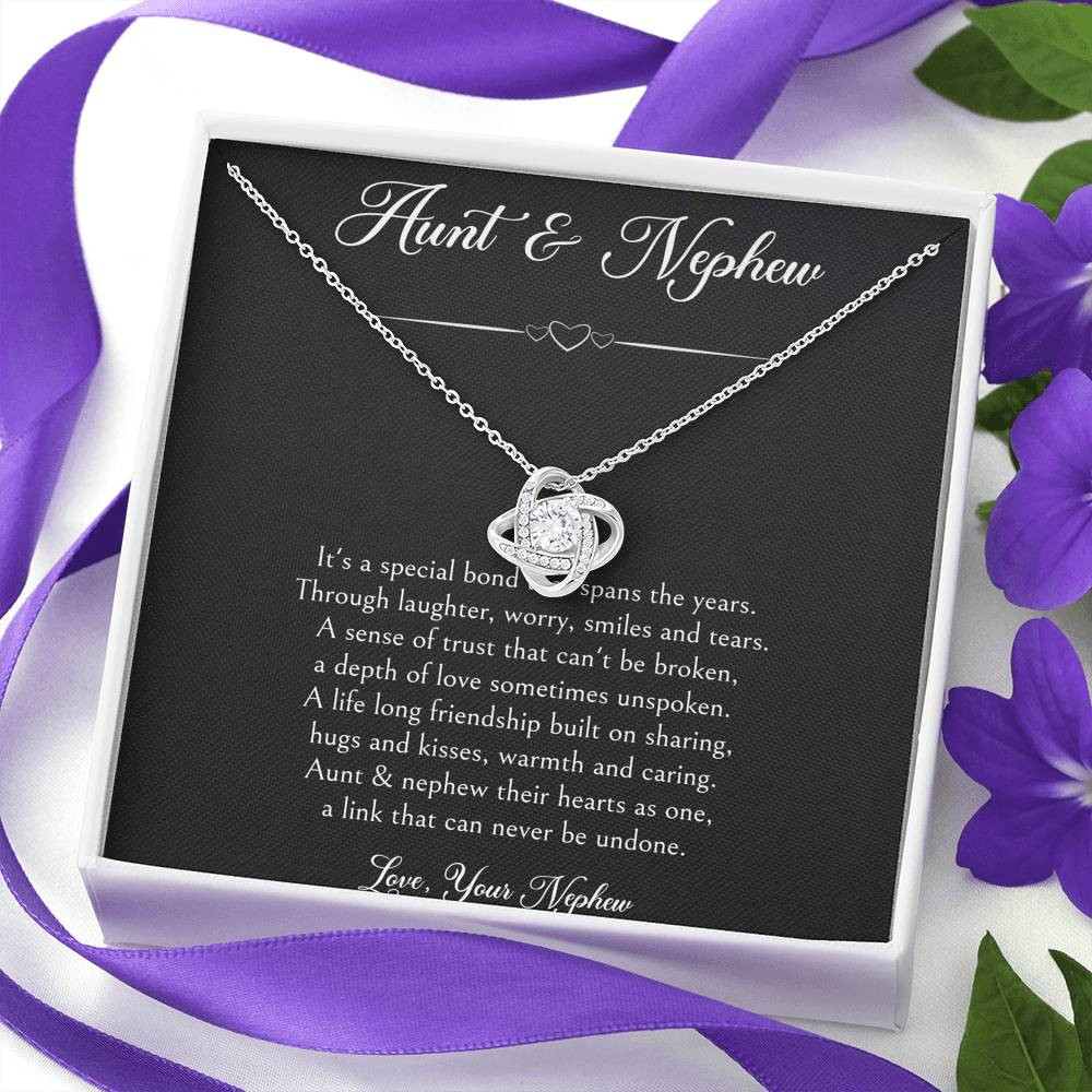 To My Aunt Gifts, Special Bond, Love Knot Necklace For Women, Birthday Present Idea From Nephew