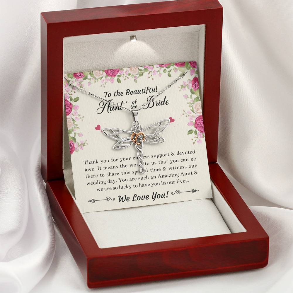 To My Aunt of the Bride Gifts, Thank You For Your Support, Dragonfly Necklace For Women, Wedding Day Thank You Ideas From Bride