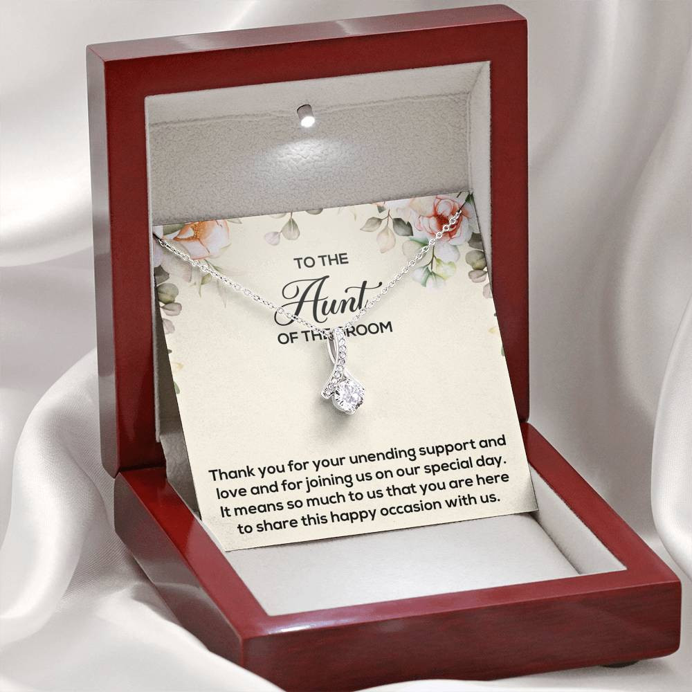 To My Aunt of the Groom Gifts, Thank You for Your Support, Alluring Beauty Necklace For Women, Wedding Day Thank You Ideas From Groom