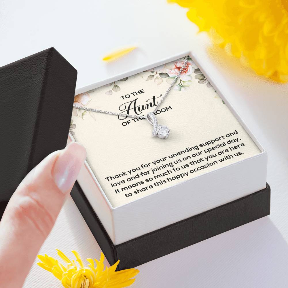 To My Aunt of the Groom Gifts, Thank You for Your Support, Alluring Beauty Necklace For Women, Wedding Day Thank You Ideas From Groom
