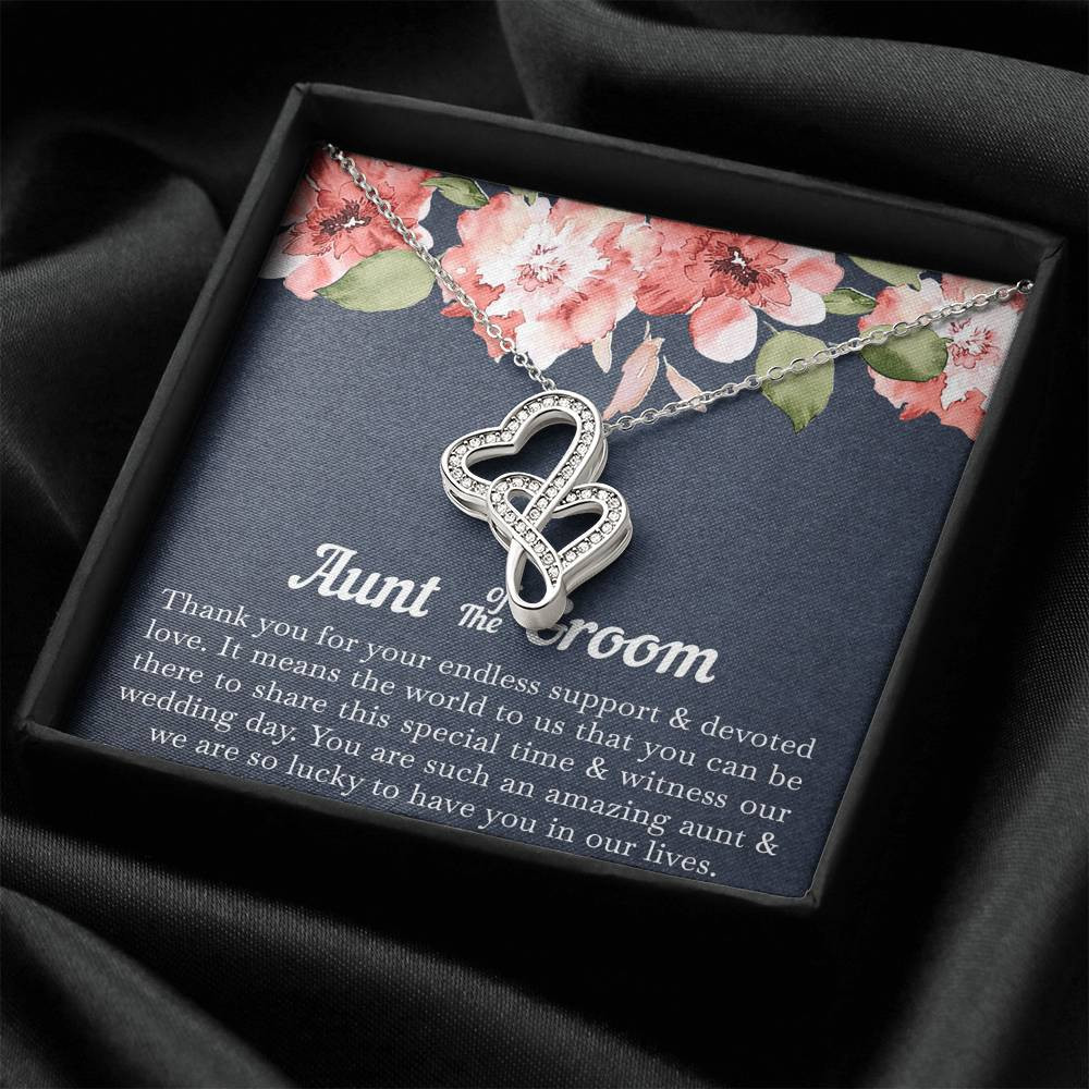 To My Aunt of the Groom Gifts, You Are Amazing, Double Heart Necklace For Women, Wedding Day Thank You Ideas From Groom
