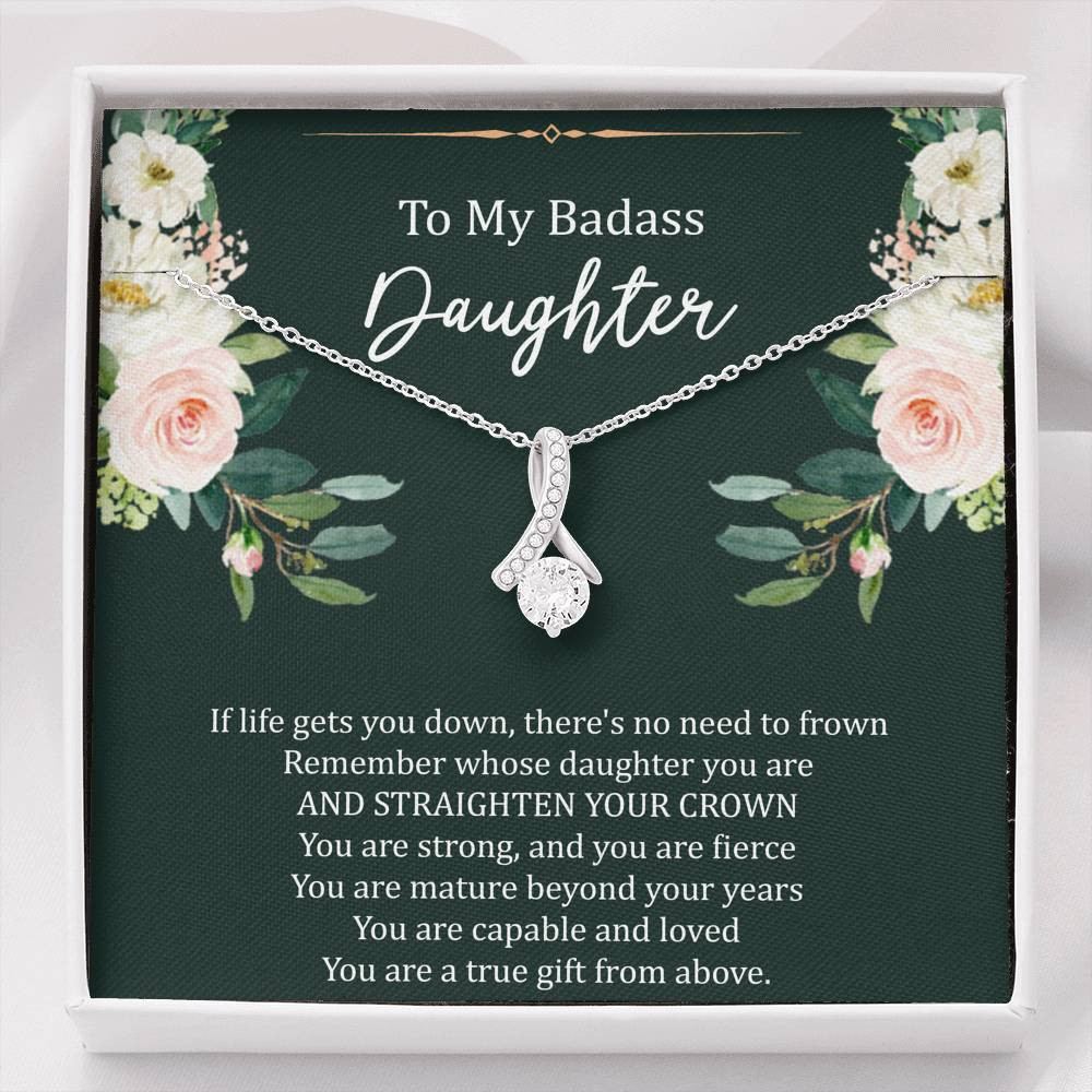 To My Badass Daughter Gifts, If Life Gets You Down, Alluring Beauty Necklace For Women, Birthday Present Idea From Mom