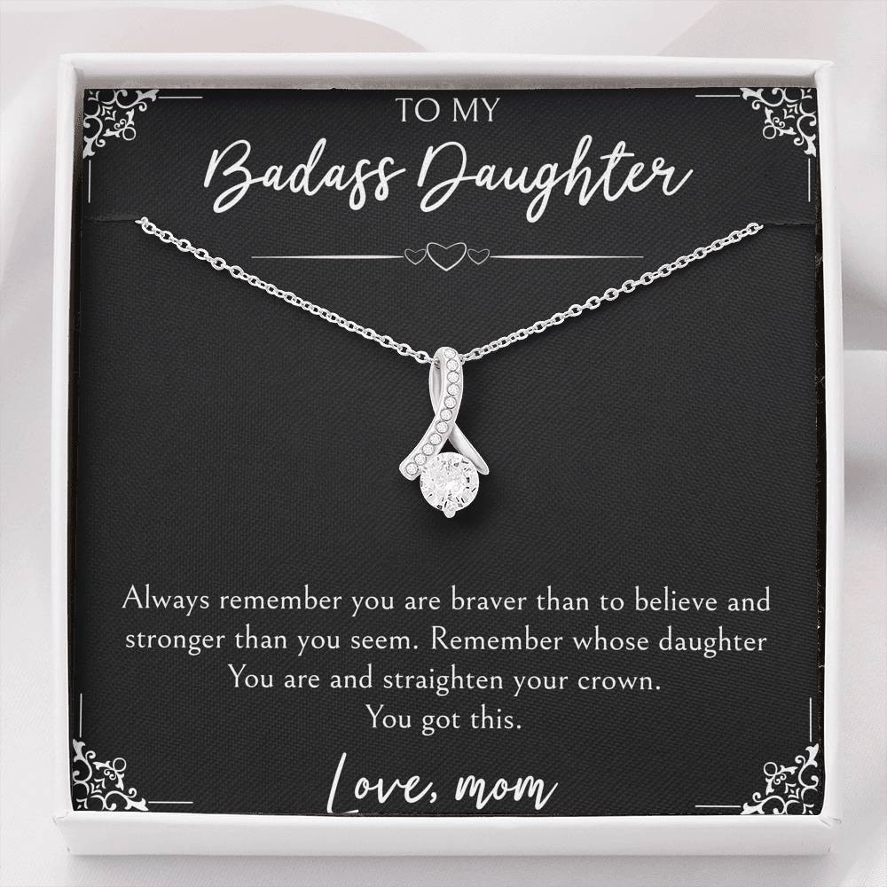 To My Badass Daughter Gifts, You Are Braver Than You Believe, Alluring Beauty Necklace For Women, Birthday Present Idea From Mom
