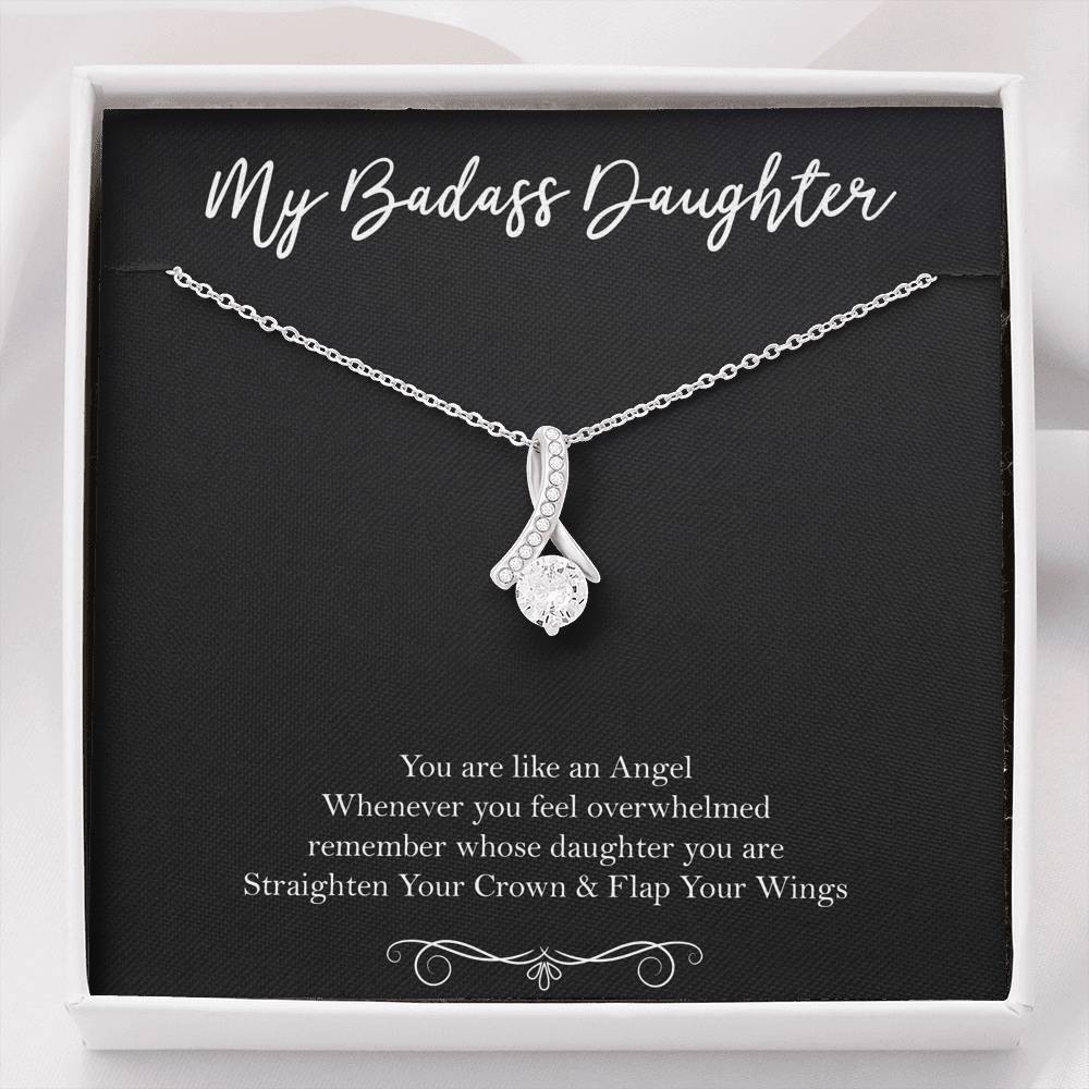 To My Badass Daughter Gifts, You Are Like An Angel, Alluring Beauty Necklace For Women, Birthday Present Idea From Mom